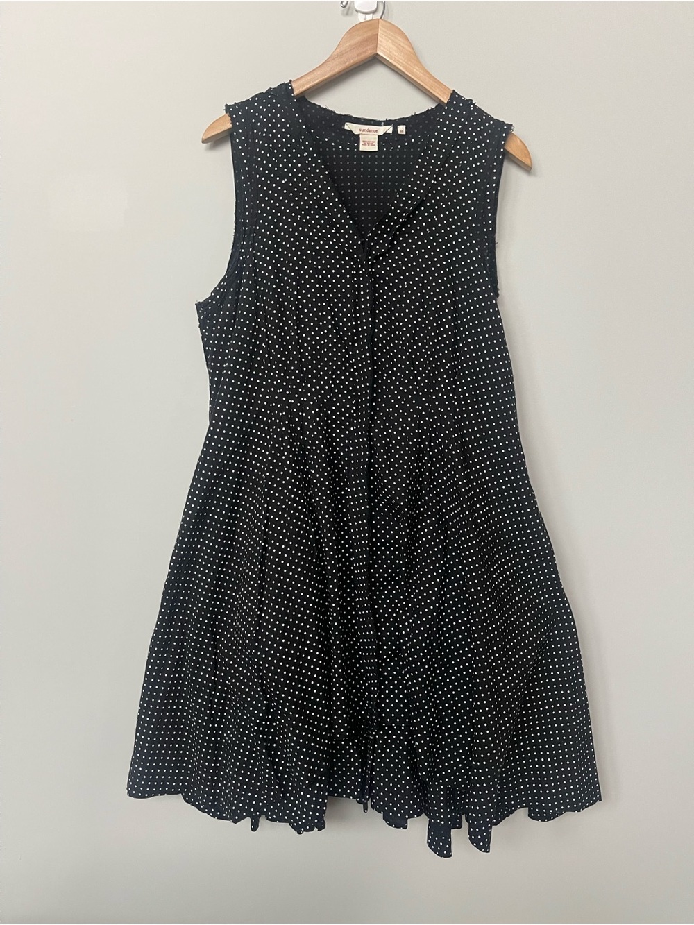 Sundance | Black White Polka Dot A Line Cotton Dress Size 14